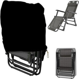 2Pcs Protective Cover For Folding Chair, Waterproof Outdoor Garden Chair 210D Oxford Fabric Wind Resistant, Stackable (Black) - thumbnail 3