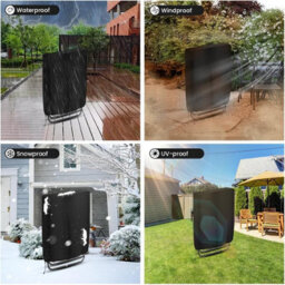 2Pcs Protective Cover For Folding Chair, Waterproof Outdoor Garden Chair 210D Oxford Fabric Wind Resistant, Stackable (Black) - thumbnail 5