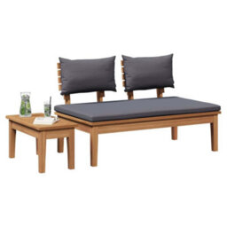 Berkfield Garden Bench 2 Pcs Brown Solid Teak Wood - thumbnail 3