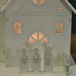 Selections Christmas Village Alpine Scene Decoration White Wooden Ornament With Leds - thumbnail 4