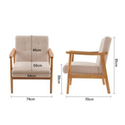 Living And Home Modern Beige Wood Frame Upholstered Recliner Chair Armchair - thumbnail 5