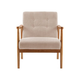 Living And Home Modern Beige Wood Frame Upholstered Recliner Chair Armchair - thumbnail 2