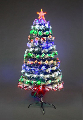 Shatchi 4Ft/120Cm Frosted Tips 8 Modes Fibre Optic Christmas Tree Led Pre-Lit - image 1