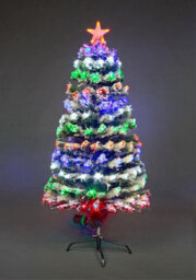 Shatchi 4Ft/120Cm Frosted Tips 8 Modes Fibre Optic Christmas Tree Led Pre-Lit - thumbnail 1