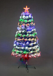 Shatchi 4Ft/120Cm Frosted Tips 8 Modes Fibre Optic Christmas Tree Led Pre-Lit - thumbnail 5