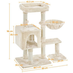 Yaheetech Beige 96Cm 4-Level Cat Tree Condo With Plush Perch Cat Climbing Tower With Scratching Posts - thumbnail 3