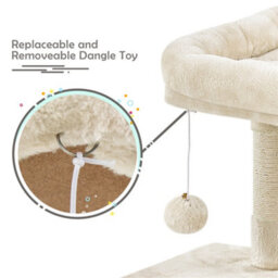 Yaheetech Beige 96Cm 4-Level Cat Tree Condo With Plush Perch Cat Climbing Tower With Scratching Posts - thumbnail 6