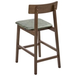 Wyld And Coco Everwood Home Two Bar Chairs Dark Brown Frame With Green Upholstered Seats, Pair - thumbnail 5