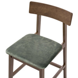 Wyld And Coco Everwood Home Two Bar Chairs Dark Brown Frame With Green Upholstered Seats, Pair - thumbnail 6