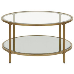 Beliani Coffee Table Birney Tempered Glass Gold - thumbnail 1