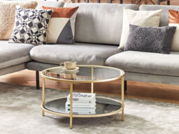 Beliani Coffee Table Birney Tempered Glass Gold - thumbnail 2