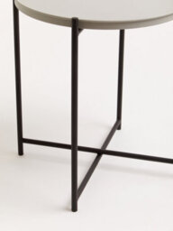 Orsina Side Table With Round Grey Top, Contrasting Colours And Unique Base Small Lounge Tables, Sleek Bedside Table - thumbnail 5