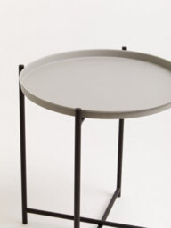 Orsina Side Table With Round Grey Top, Contrasting Colours And Unique Base Small Lounge Tables, Sleek Bedside Table - thumbnail 6