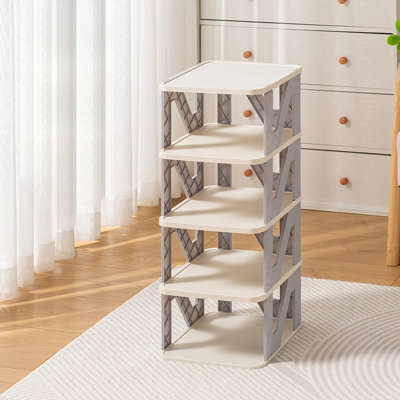 Darphe Gentle Grey Foldable 4 Tier Plastic Shoe Rack For Small Spaces - image 1