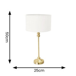 Valuelights Maggie Gold Metal Candlestick Slim Table Lamp With White Fabric Drum Lamp Shade And Led Bulb - thumbnail 4