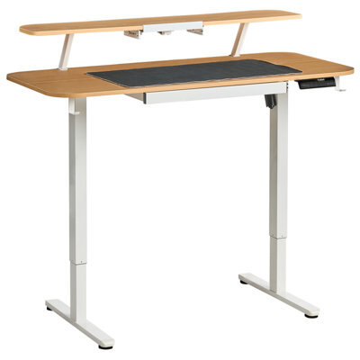Beliani Electric Adjustable Standing Desk Wilbanks 120 Cm 60 Cm With Usb Port Light Brown/ White - image 1