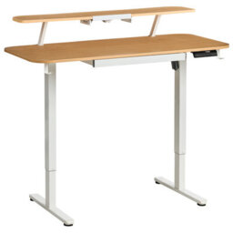 Beliani Electric Adjustable Standing Desk Wilbanks 120 Cm 60 Cm With Usb Port Light Brown/ White - thumbnail 5