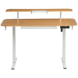 Beliani Electric Adjustable Standing Desk Wilbanks 120 Cm 60 Cm With Usb Port Light Brown/ White - thumbnail 7