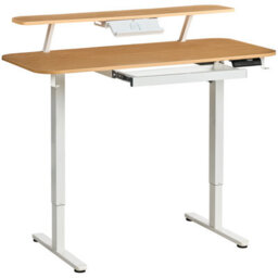 Beliani Electric Adjustable Standing Desk Wilbanks 120 Cm 60 Cm With Usb Port Light Brown/ White - thumbnail 6