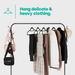 Livivo Clothes Storage Rail With Hooks & Shoe Rack - Black - thumbnail 6