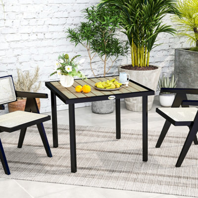 Outsunny Garden Table For 4 Person With Parasol Hole, Brown - image 1