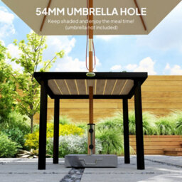 Outsunny Garden Table For 4 Person With Parasol Hole, Brown - thumbnail 5