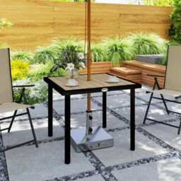 Outsunny Garden Table For 4 Person With Parasol Hole, Brown - thumbnail 9