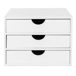 EHC Woodluv 3 Drawer Bamboo Home Office Desktop Tidy A4 Sturdy Stationary Storage Organiser Unit, White - W25 X D33 X H18.5Cm - thumbnail 5