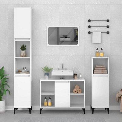 Berkfield Sink Cabinet High Gloss White 80X33X60 Cm Engineered Wood - image 1