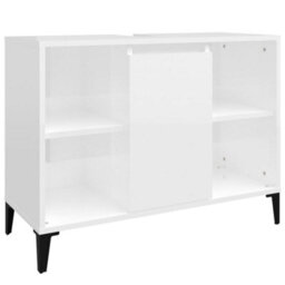 Berkfield Sink Cabinet High Gloss White 80X33X60 Cm Engineered Wood - thumbnail 2