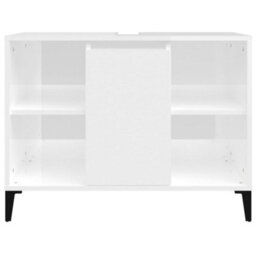 Berkfield Sink Cabinet High Gloss White 80X33X60 Cm Engineered Wood - thumbnail 6