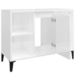 Berkfield Sink Cabinet High Gloss White 80X33X60 Cm Engineered Wood - thumbnail 7