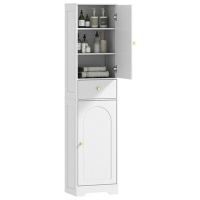 Tall Bathroom Cabinet Slim Storage Unit Narrow Floor Cupboard - image 1