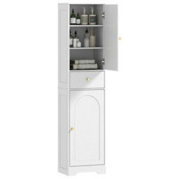 Tall Bathroom Cabinet Slim Storage Unit Narrow Floor Cupboard - thumbnail 1