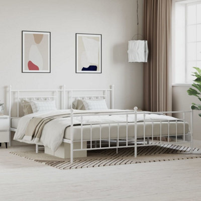 Berkfield Metal Bed Frame With Headboard And Footboard White 193X203 Cm - image 1