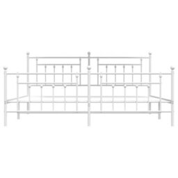 Berkfield Metal Bed Frame With Headboard And Footboard White 193X203 Cm - thumbnail 6