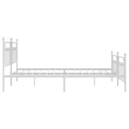 Berkfield Metal Bed Frame With Headboard And Footboard White 193X203 Cm - thumbnail 7