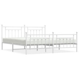 Berkfield Metal Bed Frame With Headboard And Footboard White 193X203 Cm - thumbnail 2
