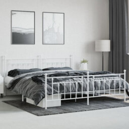 Berkfield Metal Bed Frame With Headboard And Footboard White 193X203 Cm - thumbnail 3