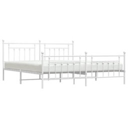 Berkfield Metal Bed Frame With Headboard And Footboard White 193X203 Cm - thumbnail 4