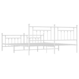 Berkfield Metal Bed Frame With Headboard And Footboard White 193X203 Cm - thumbnail 8