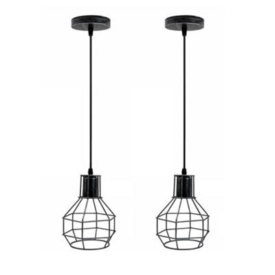 Industrial Cage Pendant Ceiling Light,adjustable Hanging Ceiling Lights, Black Wire Lampshade For Bedroom Bar Cafe Hallway - image 1