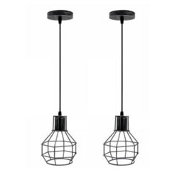 Industrial Cage Pendant Ceiling Light,adjustable Hanging Ceiling Lights, Black Wire Lampshade For Bedroom Bar Cafe Hallway - thumbnail 1