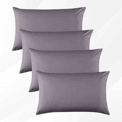 Bedlooms Dyed Pillowcase 2 Pair- Soft Plain Pillow Covers Grey Envelop Closure - Easy Care Pillowcase Bedding Set 50X75 Cm - image 1