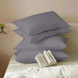 Bedlooms Dyed Pillowcase 2 Pair- Soft Plain Pillow Covers Grey Envelop Closure - Easy Care Pillowcase Bedding Set 50X75 Cm - thumbnail 7
