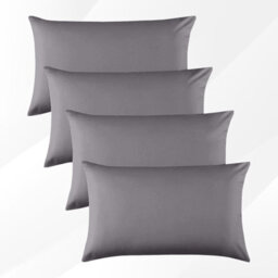 Bedlooms Dyed Pillowcase 2 Pair- Soft Plain Pillow Covers Grey Envelop Closure - Easy Care Pillowcase Bedding Set 50X75 Cm