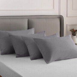 Bedlooms Dyed Pillowcase 2 Pair- Soft Plain Pillow Covers Grey Envelop Closure - Easy Care Pillowcase Bedding Set 50X75 Cm - thumbnail 8