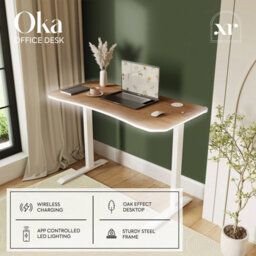 X Rocker Xr Living Oka 110Cm Office Desk With Wireless Charging And App Controlled Rgb Led Lights - Oak - thumbnail 2