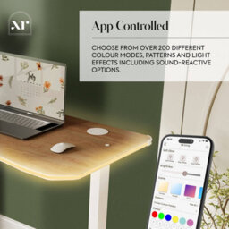 X Rocker Xr Living Oka 110Cm Office Desk With Wireless Charging And App Controlled Rgb Led Lights - Oak - thumbnail 4