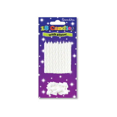 Simon Elvin Glitter Spiral Birthday Candles (Pack Of 6) White (One Size)